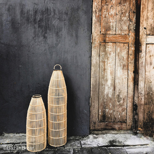 Nagy függőlámpa - The Fish Trap L, E27, Rattan, lakberendezés - eladó small 5