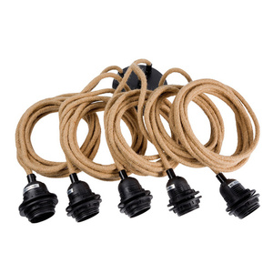 Függő foglalat BAZAR BIZAR Cable Fittings FL-JUTE-005 natúr pamut fekete foglalat 5xE27 350 cm small 0