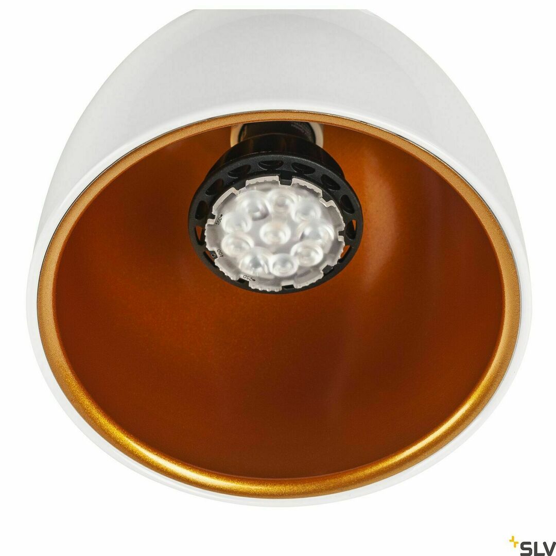 Kilátás Sínes lámpa SLV PARA CONE 14 fehér/arany 25W 1-fázisú 1002874 Sínes lámpa SLV PARA CONE 14 fehér/arany 25W 1-fázisú 1002874