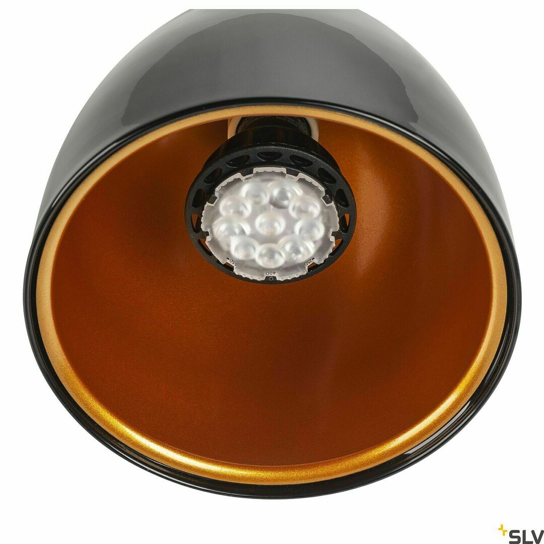 Kilátás Sínes lámpa SLV PARA CONE 14 fekete-arany GU10 3 fázisú 25W 1002876 Sínes lámpa SLV PARA CONE 14 fekete-arany GU10 3 fázisú 25W 1002876