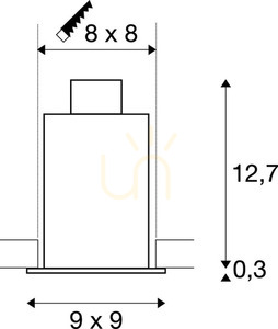 SLV KADUX 1 GU10 süllyesztett lámpatest fekete négyzetes max. 50 W 30° billentés 8x8 cm kivágás 115510 small 2