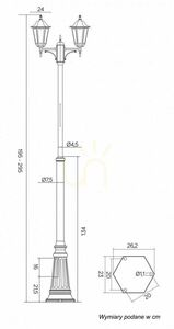 SU-MA Retro Classic OGMWN 2 fekete kerti oszloplámpa 2×E27 195–295 cm small 6
