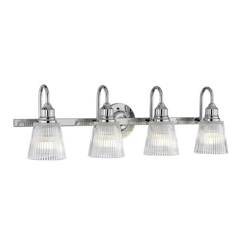 Jelölje be Addison fürdőszobai fali lámpa 4x G9 LED 3 W IP44 82 cm, polírozott króm és bordázott üveg, Quintiesse