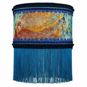 Las Plumas PALOMA N°1 függőlámpa, rojtos bársonybúra, kék-arany, E27 small 0