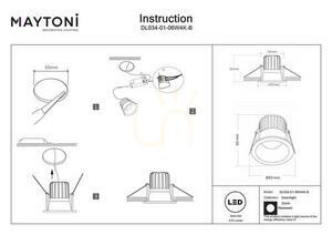 Maytoni ZOOM DL034-01-06W4K-B süllyesztett lámpatest, IP65, Ø 6 cm, LED 6 W 670 lm 4000K CRI 90, fekete small 6