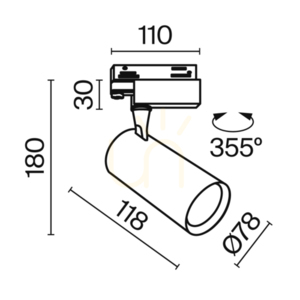 Maytoni VUORO TR029-3-10W4K-S-W 3 fázisú sínes spotlámpa fehér 10W 4000K small 9