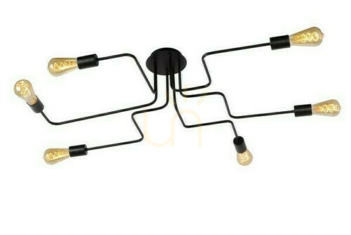 Jelölje be Plafon Lucide LESTER fekete fém vintage 6 égős 75 cm 21112/06/30