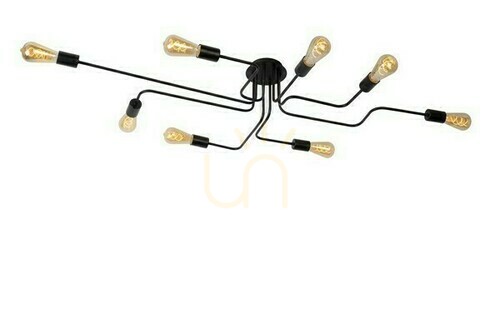 Jelölje be Plafon Lucide Lester fekete vintage fém E27 8 fényű 80 cm 21112/08/30