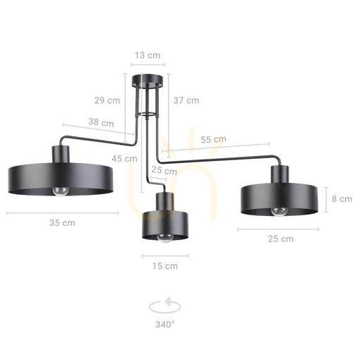Jelölje be Plafon Sigma Vasco 3 fekete E27 15W 31553