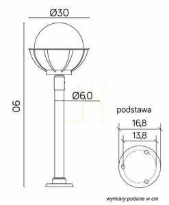 Kültéri állólámpa SU-MA K 5002/2/KPO 250 fekete patina gömb 90 cm small 6