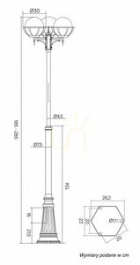 Kültéri póluslámpa SU-MA Kule 3x60W fekete patina OGMWN 3 KPO 250 small 6