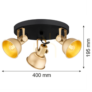 Plafond ARGON LENORA 3xE14 fekete-arany, acél, SKU 6243 small 2