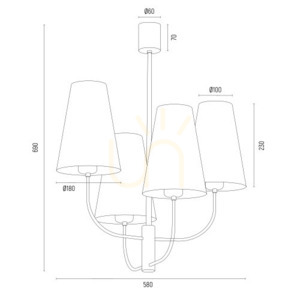 Csillár ARGON SAFIANO fehér arany 4 ágú E27 580 mm 1821 small 3