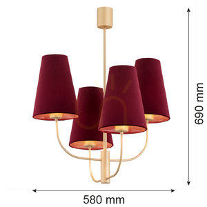 Csillár ARGON SAFIANO 4xE27 bordó-arany 580 mm SKU 1827 small 4