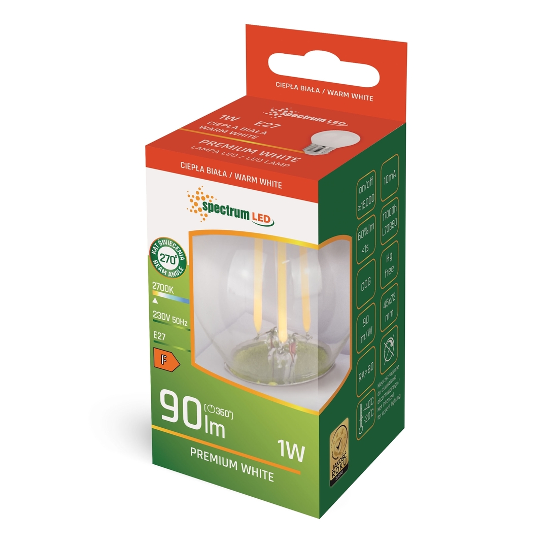Kilátás Led gömb E27 230 V 1 W Cog Ww Tejfényes spektrum Led gömb E27 230 V 1 W Cog Ww Tejfényes spektrum