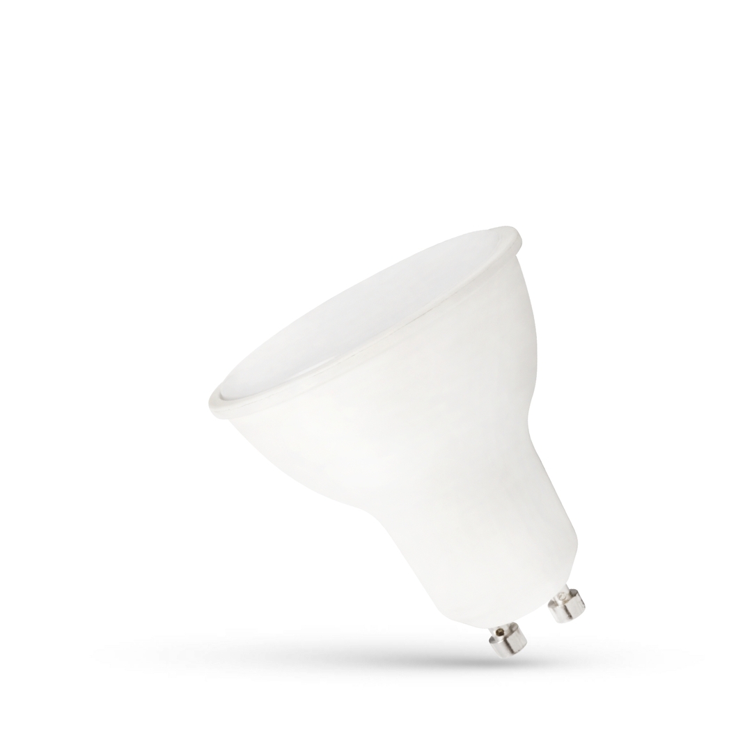 Jelölje be Led Gu10 230 V 7,5 W Smd Nw tejfehér üveggel fehér műanyag spektrummal. Led Gu10 230 V 7,5 W Smd Nw tejfehér üveggel fehér műanyag spektrummal.