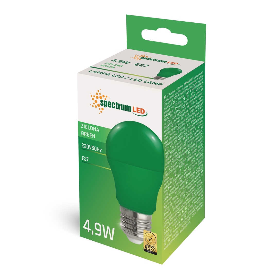 Kilátás Led Gls E27 230 V 4,9 W Zöld spektrum Led Gls E27 230 V 4,9 W Zöld spektrum