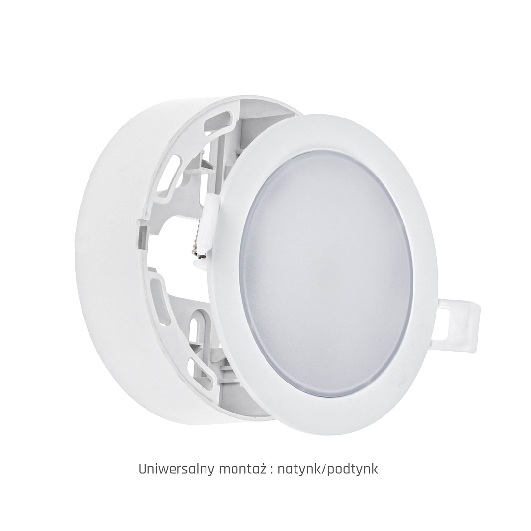 Előnézet Algine Eco 2w1 felszíni beépíthető lámpa 6 Ww 230 V 110st Ip20 Ik06 115x35mm fehér kerek Algine Eco 2w1 felszíni beépíthető lámpa 6 Ww 230 V 110st Ip20 Ik06 115x35mm fehér kerek