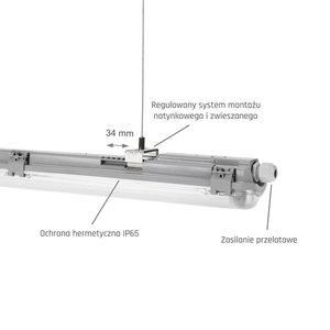 Limea Led cső Slim Hermetikus G13 1x60 250 V Ip65 710x65x63 Mm szürke small 6