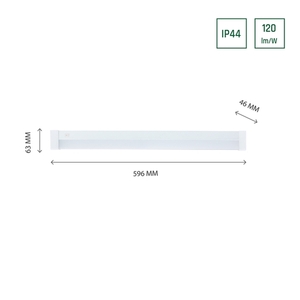 Aquatica 15 W Cw 230 V 150st Ip44 596x46x63 Fehér négyzet alakú vég, kapcsoló. small 1