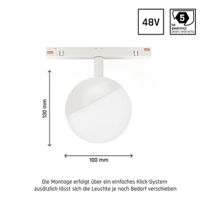 System Shift Globe Sphere Luminaire On Rail 100x148mm 5W 165st White 5 év garancia. small 1