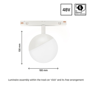 System Shift Globe Sphere Luminaire On Rail 100x148mm 5W 165st White 5 év garancia. small 2