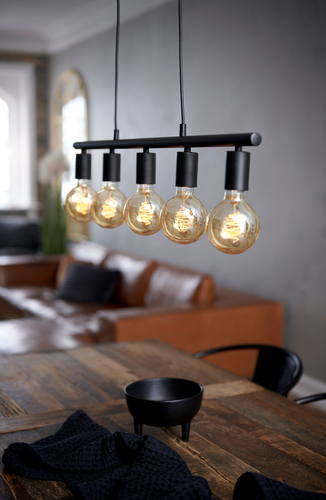 Jelölje be PACO Nordlux E27 5x25W Fém függőlámpa Fekete