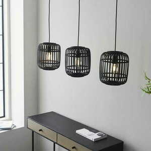 Függőlámpa Endon Mathias fekete acél-fa 3xE27 LED 101698 small 1