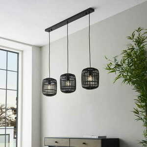 Függőlámpa Endon Mathias fekete acél-fa 3xE27 LED 101698 small 3