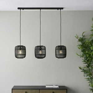 Függőlámpa Endon Mathias fekete acél-fa 3xE27 LED 101698 small 4