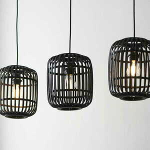 Függőlámpa Endon Mathias fekete acél-fa 3xE27 LED 101698 small 5