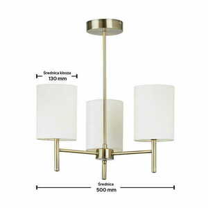 Endon Brio 3 fényes sárgaréz-fehér klasszikus mennyezeti lámpa 50 cm small 1