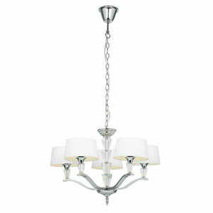 Endon Fiennes FIENNES-5NI függeszték, 5 × E14 max 40 W, ø65 cm, króm, kristály, fehér ernyők small 0