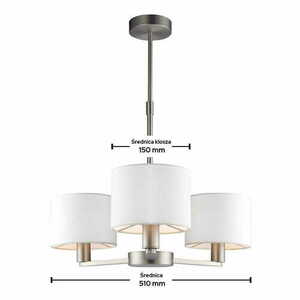 Függőlámpa Endon Daley 3 fényű ezüst-fehér LED, E14, 51 cm small 2