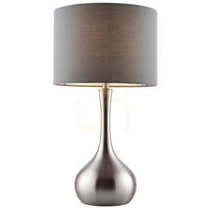 Endon Piccadilly 61192 asztali lámpa, szatén nikkel, sötétszürke szövetbúra, E14, 42 cm small 2