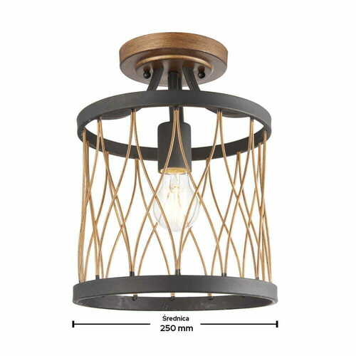 Jelölje be Mennyezeti lámpa Endon Heston vintage fekete-barna acél E27 25 cm 61497