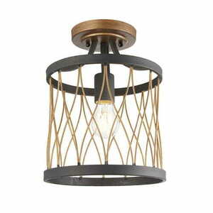 Mennyezeti lámpa Endon Heston vintage fekete-barna acél E27 25 cm 61497 small 0