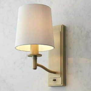 Endon Ortona 70246 fali lámpa matt antikolt sárgaréz fehér búra E14 40 W kapcsolóval 28,3 cm small 2