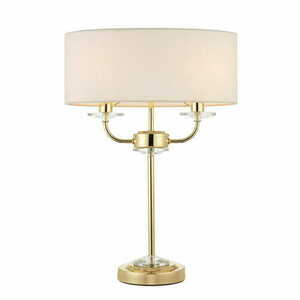 Endon Nixon 70564 asztali lámpa sárgaréz, vintage white ernyő, 2xE14, 54 cm small 0