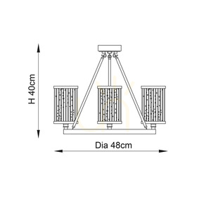 Endon Easton 76261 mennyezeti lámpa, nikkel és átlátszó üveg, 3×E14, Ø48 cm small 4