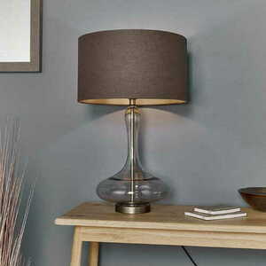 Endon Caia állólámpa barna/átlátszó szövet-üveg-fém E27 40W 62cm small 1