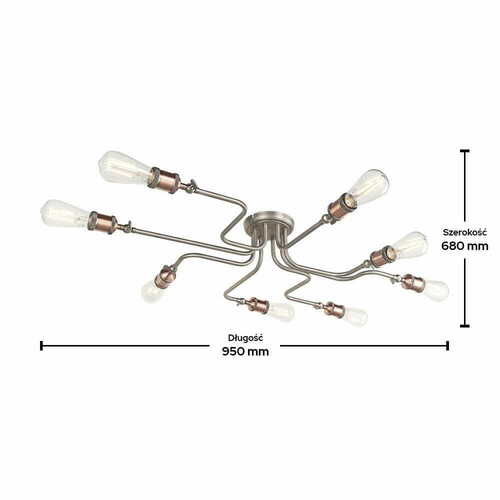 Jelölje be Mennyezeti lámpa Endon Hal 81610 ezüst/réz acél E27 LED dimmelhető