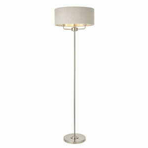 Endon Highclere 94359 állólámpa szálcsiszolt krómmal és natúr len lámpaernyővel, 3xE14, 160 cm small 0
