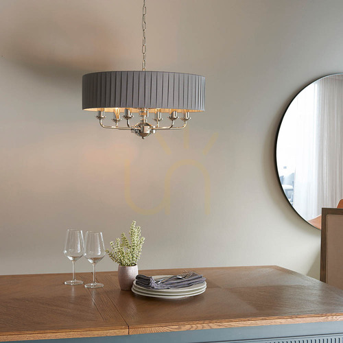 Jelölje be Függőlámpa Endon Highclere 94397 Szürke/Nikkel 6 égős E14 55 cm