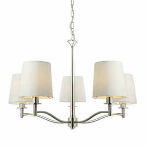 Függőlámpa Endon Ortona 5-égős nikkel/fehér, szövet árnyékkal, 72 cm small 0