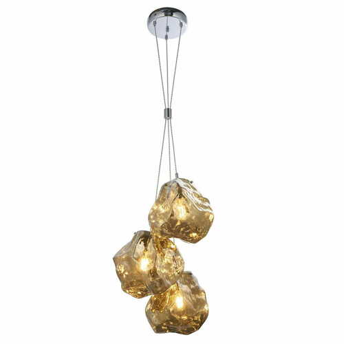 Jelölje be Függőlámpa Endon Rock 97660 3 fényű arany/füstösszürke E27 LED cserélhető