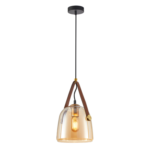 Jelölje be Italux Solta fekete-amber üveg-acél E27 LED függőlámpa PND-24342-1-BK-AMB