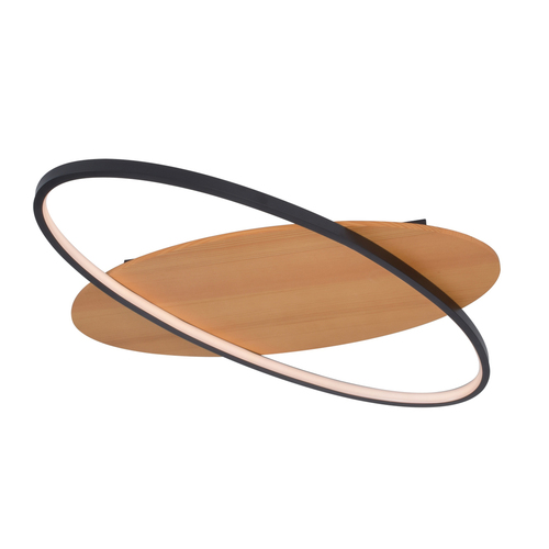 Jelölje be Plafond Italux Poraso LED fekete alumínium-fa 50 cm PLF-93439-12W-WO
