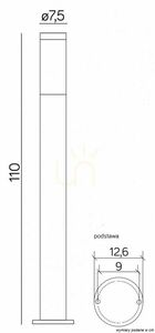 Kültéri állólámpa SU-MA fekete 110 cm inox-polikarbonát ST022-1100 BL small 1
