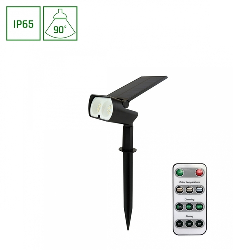 Jelölje be SpectrumLED OCULUS SOLARIS CCT IP65 fekete napelemes lámpa távirányítóval, 290 mm